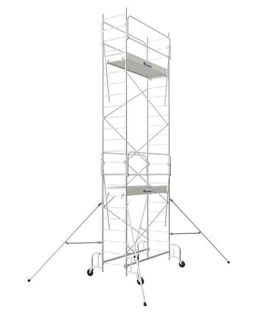 Tubesca - Echafaudage roulant en acier 2 planchers 186x54 cm Hauteur d'accès 6,8 m - JUNIO