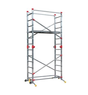 Echafaudage roulant pliable 4 en 1 multifonction 2,4m/4,4m en aluminium Hailo CombiLot 5