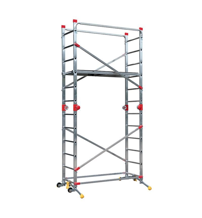Echafaudage roulant pliable 4 en 1 multifonction 2,4m/4,4m en aluminium Hailo CombiLot 5