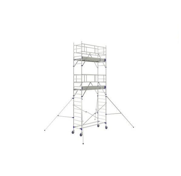 Tubesca - Echafaudage roulant en Alu 2 planchers Haut. accès 6,9 m - TOTEM 2 LINE 250 TUBE